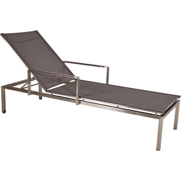 Gardenson Gartenliege, Grau/Taupe, wetterbeständig, UV-beständig, regenabweisend, rostfrei, klappbar, verstellbare Rückenlehne, 66x105x200 cm
