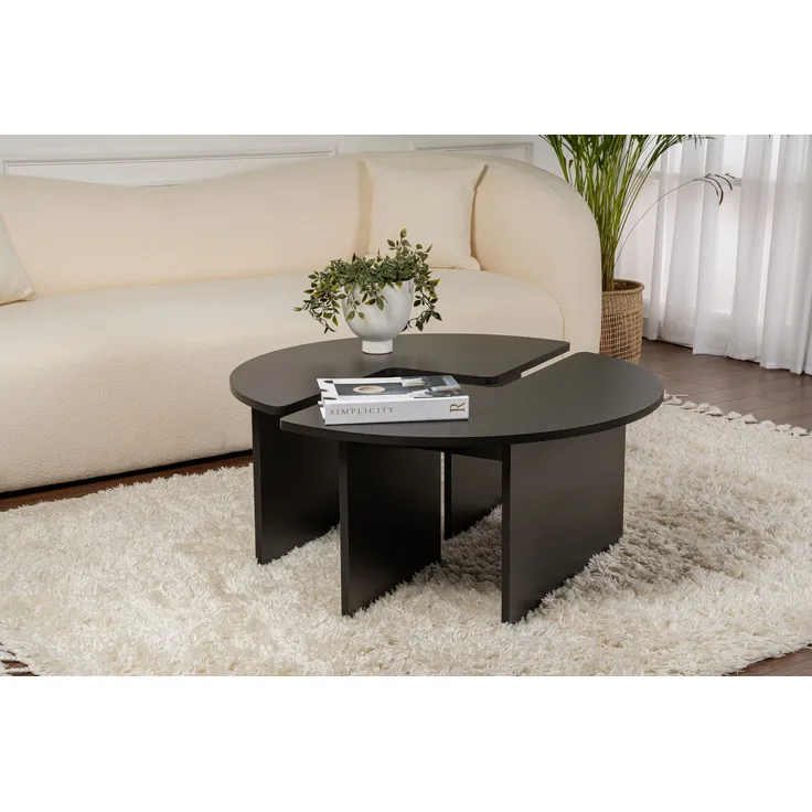 Couchtisch, 'Moira', 41 x 90 x 90, Holz Schwarz