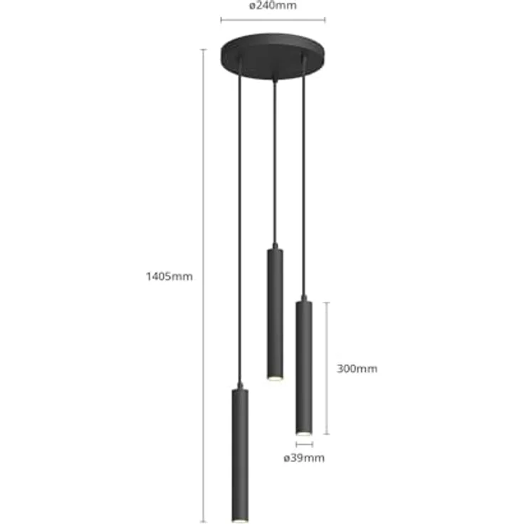 Arcchio LED-Pendelleuchte Franka, 3-flg., schwarz, Ø 24 cm, inklusive 3 x 4 W LED Leuchtmittel – Bild 8