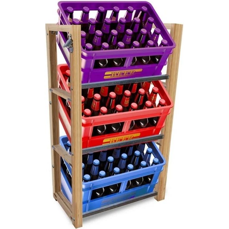 Dimono Flaschenregal DIMONO Bambus Getränkekisten Regal – Ablage für 2/3/6 Kisten, für Bier, Wasser & Limonade, Leergut Aufbewahrung – Bild 4