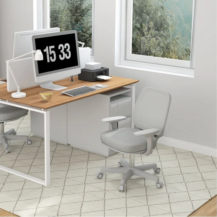 Vinsetto Bürostuhl mit Drehfunktion, höhenverstellbar (ergonomisch Schreibtischstuhl, 1 St), für Home-Office, Polyester, Grau – Bild 1