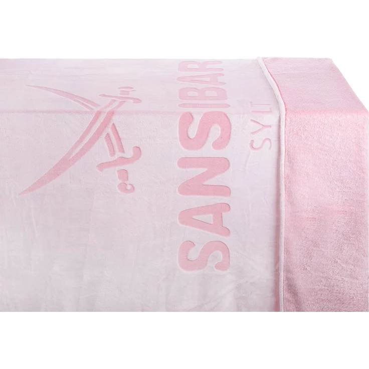 Sansibar 'Sylt' Wohndecke im Hochtief Design, Mikrofaserfleece weiß / rosa, 150x200 cm – Bild 4
