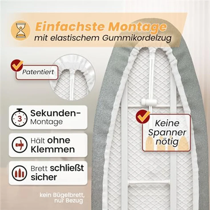 Arteneur Bügelbrettbezug, Made in Germany, OEKOTEX100, Zubehör für alle Bügeltische dank 5 Größen, Vergleichssieger, Hitzereflektierend, Gummizug – Bild 6
