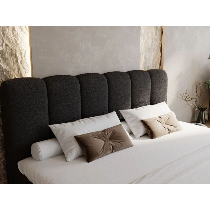GRAINGOLD Cloud Boxspringbett 140x200, Bett mit Bettkasten, Bouclé-Stoff, mit Kopfteil, Schwarz – Bild 6
