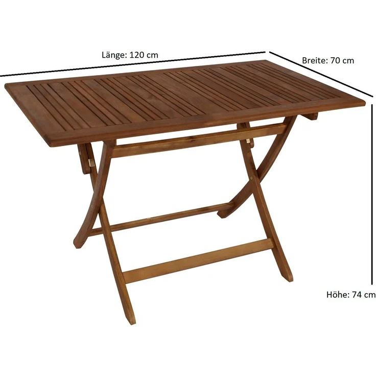 TPFGarden Gartentisch Menorca (120x70 cm Holz (aus Akazienholz), 1-St, Robuster Garten Holztisch Outdoor Garten-Esstisch), Holz Klapptisch - Rechteckig - klappbar - Hochwertige Verarbeitung – Bild 2