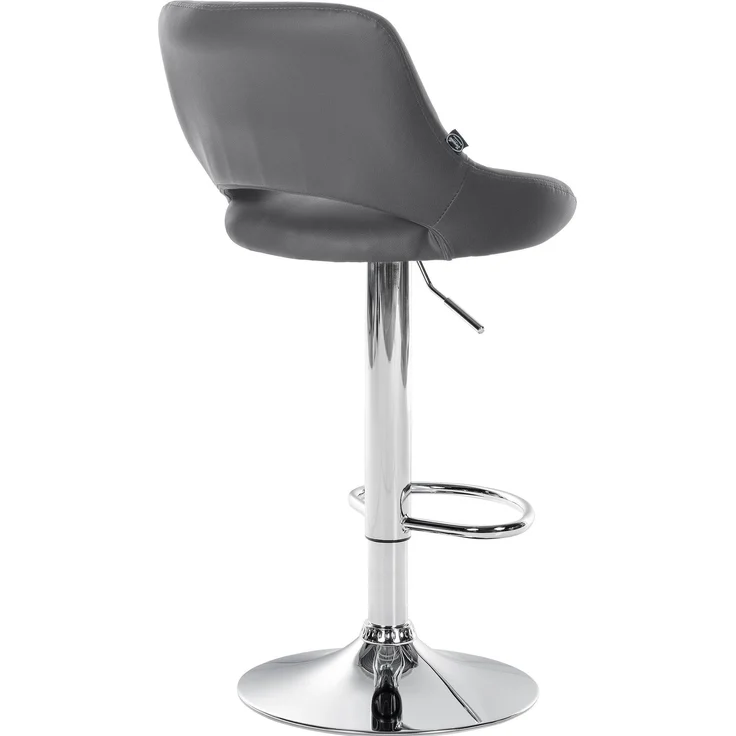 2er Set Barhocker SEGAD - Kunstleder Grau 47x48x85 cm Silber | Barstuhl Höhenverstellbar Mit Lehne Drehbar Tresenhocker Tresenstuhl Kneipenhocker – Bild 5