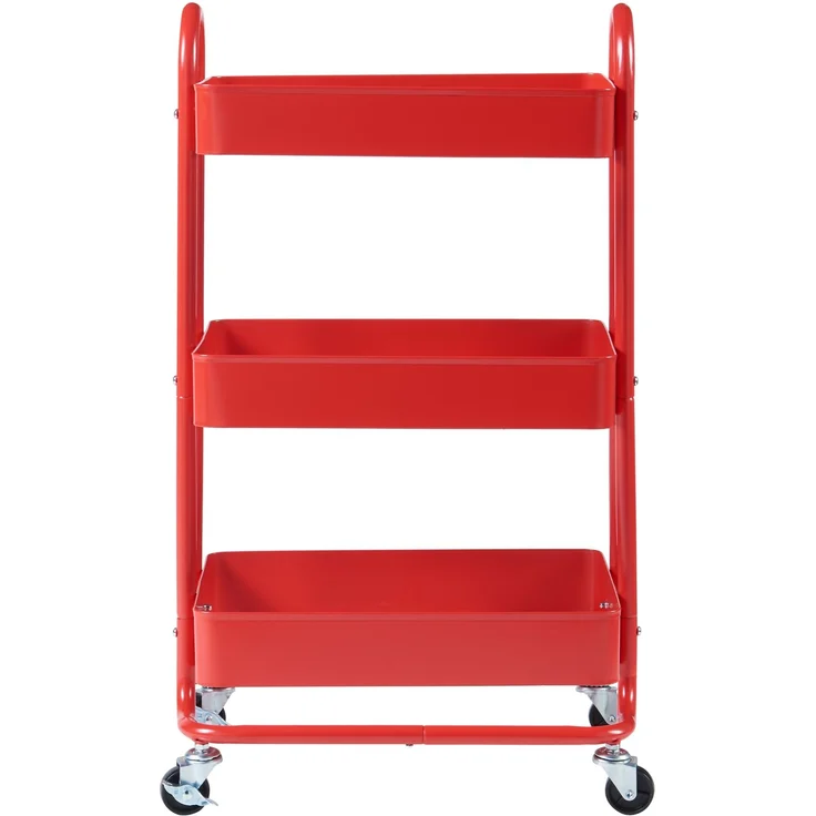 en.casa Küchenrollwagen Pyhäntä mit 3 Ebenen Rot, 78,5 x 46 x 35 cm – Bild 4