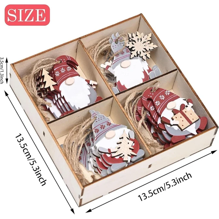 Valery Madelyn Holz Weihnachtsanhänger 24 Stück 6cm rot-weiß.handbemalt – Bild 8