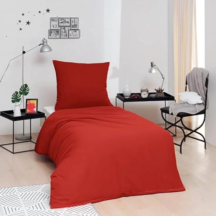 Brielle Bettwäsche Renforcé Set aus 100% Baumwolle - 135x200 cm - Gelb/Blau/Schwarz/Grau, 2 teilig, Mit Reißverschluss, 100% Baumwolle – Bild 2