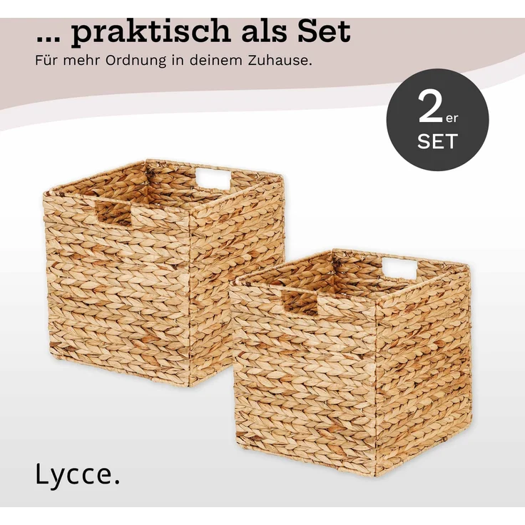 Lycce Regalkorb Kallax Einsatz Aufbewahrungskorb Quader Wasserhyazinthe natur 2er Set (2 St) – Bild 6
