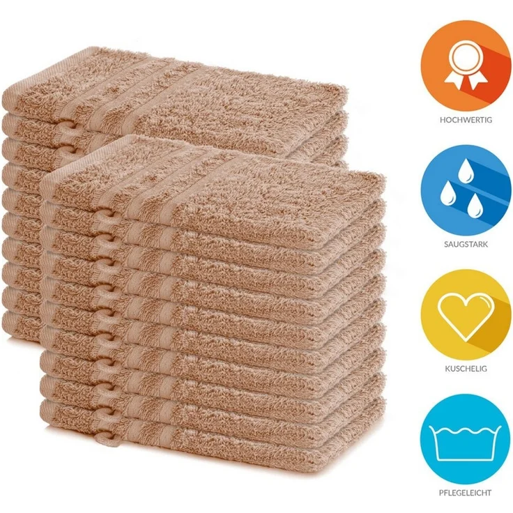 Lavea Waschhandschuh 20er Set Waschhandschuhe, 15 x 21 cm, Elena-Frottierserie, Waschlappen, (20-St), 500 g/m² Frottier, weich & saugstark, pflegeleicht – Bild 2