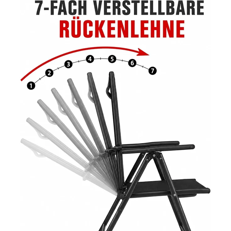 BURI 1 Klappsessel mit Hochlehner Auflage Gartenstuhl Aluminium verstellbar – Bild 5