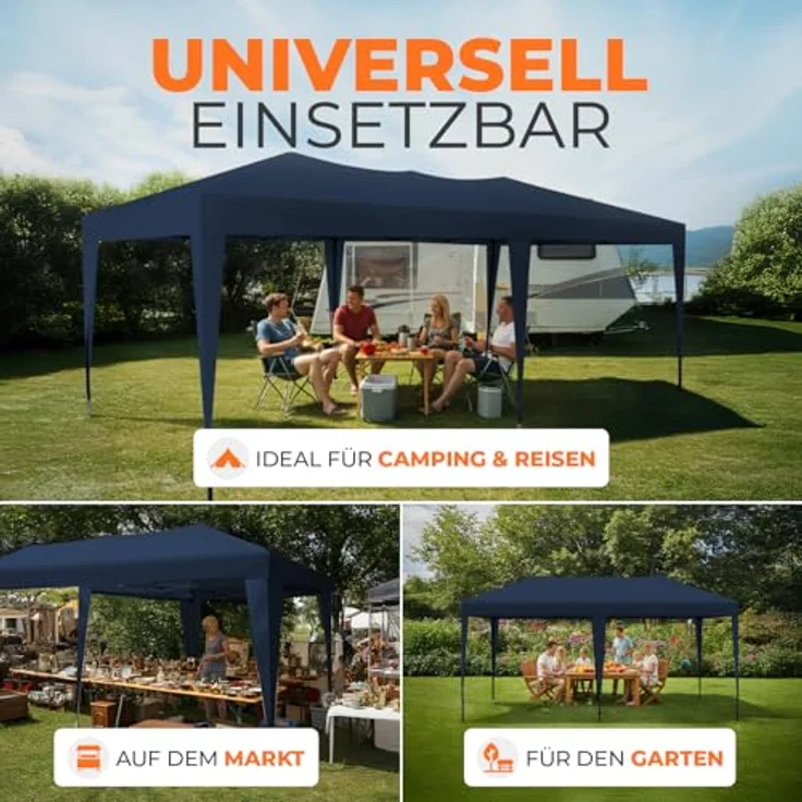 Kronenburg Faltpavillon wasserdicht Pavillon, Gartenzelt, 3x6 m - mit UV Schutz 50+, Blau – Bild 8