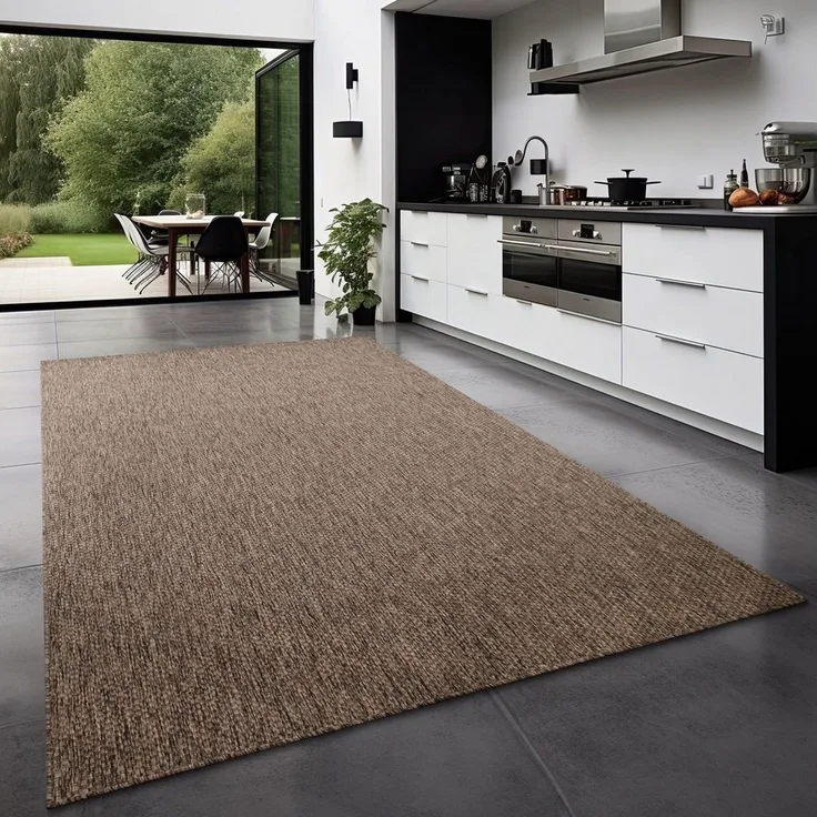 TT Home Teppich, Rund, Höhe: 4 mm, Teppich Outdoor Wohnzimmer Esszimmer Balkon Wetterfest