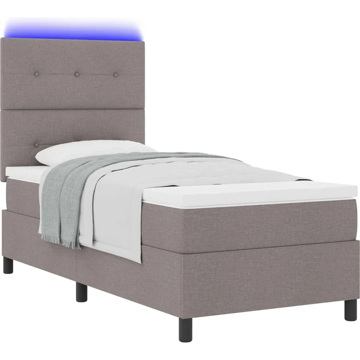vidaXL Boxspringbett mit LED-Lichtleisten Taupe 80 x 200 cm Stoff 3342827 – Bild 2