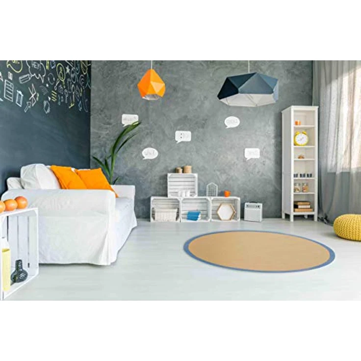 carpetfine Sisalteppich Sisal, rund, Höhe: 5 mm, mit farbiger Bordüre, Anti-Rutsch Rückseite – Bild 3