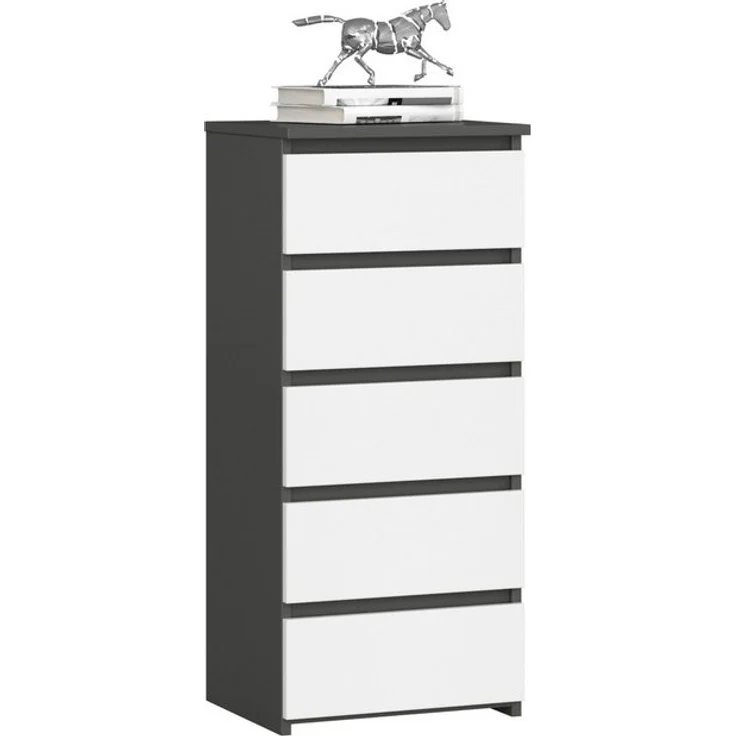 Home Collective Kommode 40 cm breit Holz Highboard Sideboard für Flur Schlafzimmer Wohnzimmer (Mehrzweckschrank Schrank schmal Kommode Schlafzimmer mit Schubladen), Kinderzimmer Organizer, 92 cm hoch mit 5 Schubladen graphit-weiß – Bild 4
