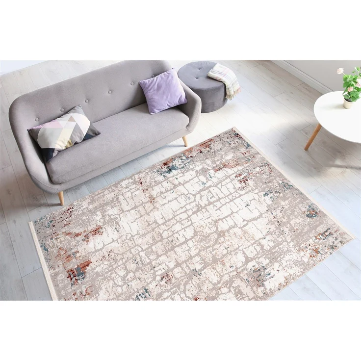 Teppich >Akropolis< in Grau / Lachsrosa, 100% Polyester - 180x120cm (LxB) – Bild 2