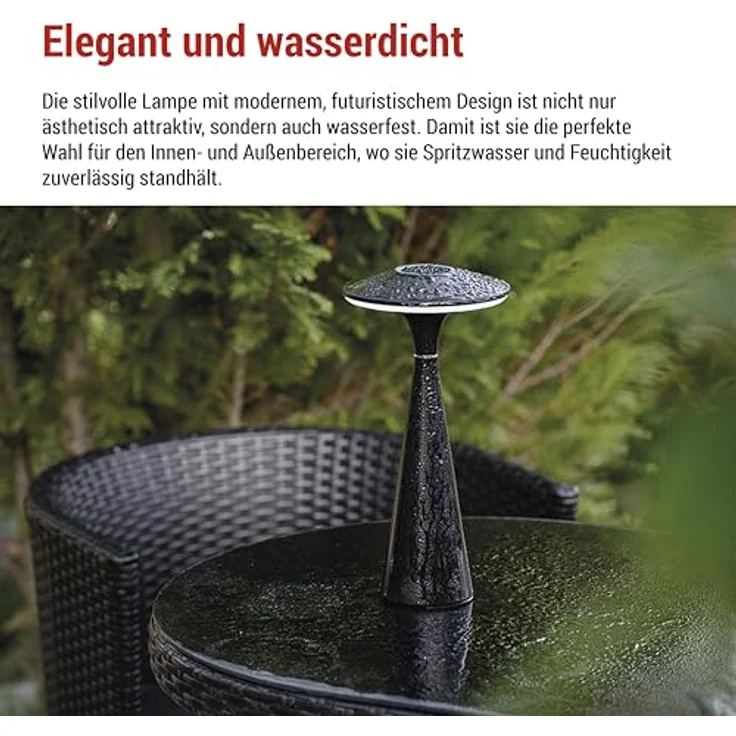 EMOS LED Akku-Tischlampe JASON, 2,2W, 180lm, 2200mAh Li-Ion Akku, 50h Leuchtdauer, dimmbar, einstellbare Lichtfarbe, schwarz, IP44, 1,5m USB-Kabel – Bild 3