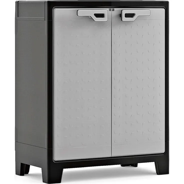 Keter Niedriger Lagerschrank Titan Schwarz und Grau 100 cm