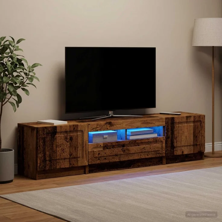 vidaXL LED-TV-Schrank UTRECHT 3 stk. Altholz Holzwerkstoff 3417012 – Bild 3