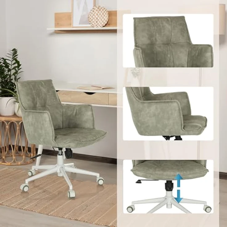 hjh LIVING Homeoffice Stuhl gepolstert SOLAO Life W Schreibtischstuhl Drehstuhl höhenverstellbar, Stoffbezug Grau – Bild 6