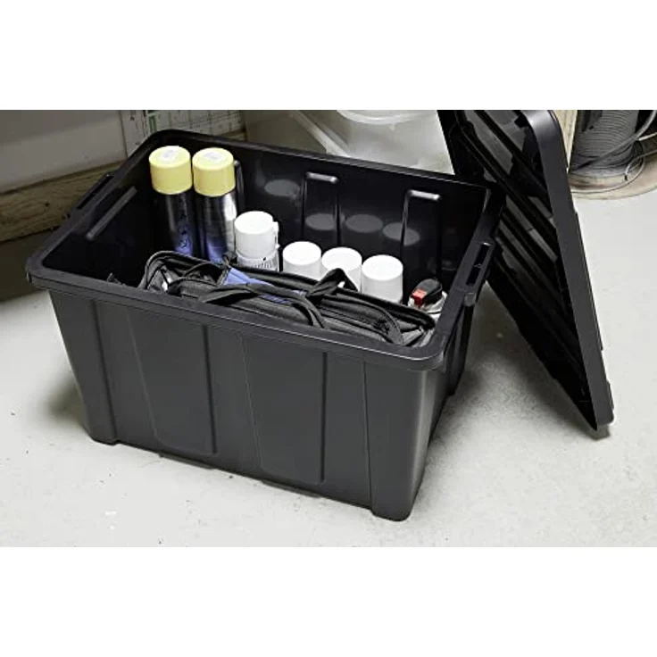 Iris Ohyama Heavy Duty Organisation Boxes, 50L, 3er-Set, Rot, Groß, Robust, Stapelbar, Aufbewahrungsbox, Für Garage, Regale, Umzug, Plastik, Utility, Werkzeugkiste, DDSKT-450 – Bild 4