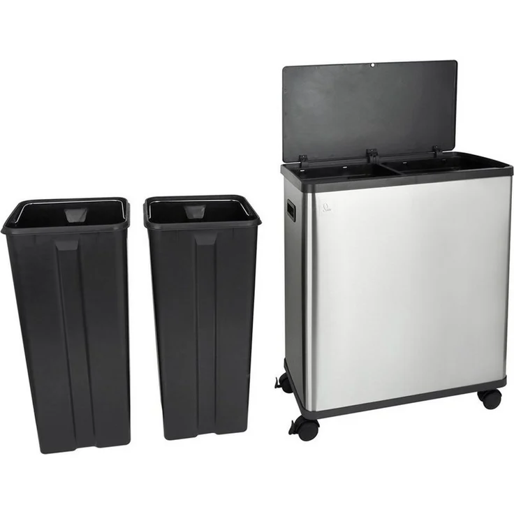 SVITA Mülltrennsystem, Herausnehmbare Inneneimer, 3 Fächer, Sensor, Soft-Close, 54L, Silber – Bild 4