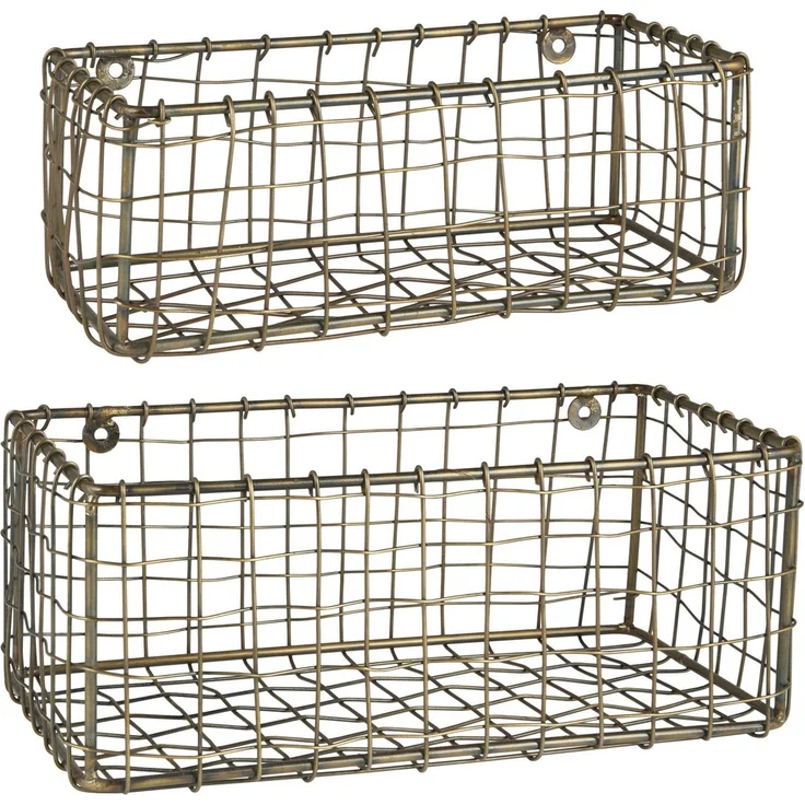 Ib Laurrsen - 2er Set Wandkorb Hängekorb Korb Metall Goldfarben 57346-17 – Bild 4