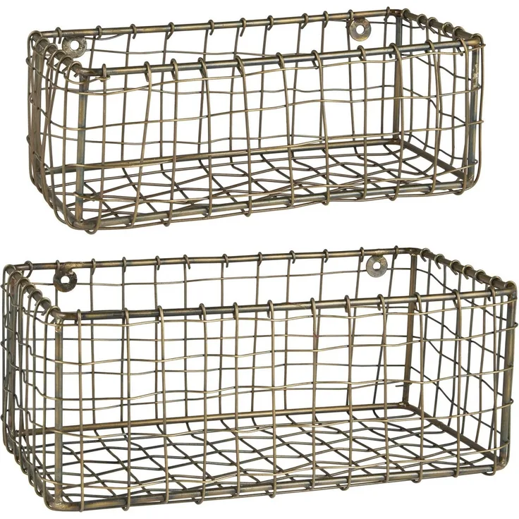 Ib Laursen - 2er Set Wandkorb Hängekorb Korb Metall Goldfarben 57346-17