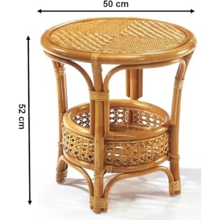Kobolo Beistelltisch Tisch Ablagetisch NIMES aus Rattan (mit Ablagekorb, 1-St) – Bild 2