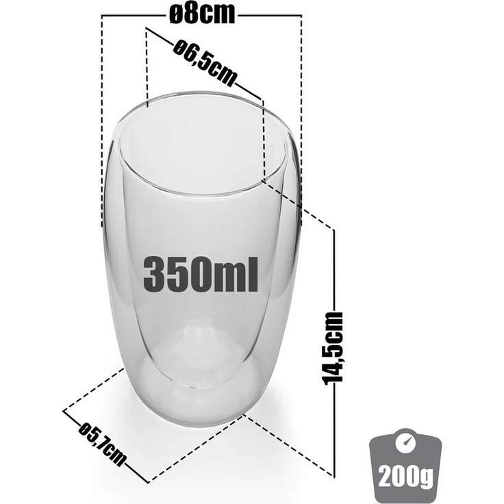 BigDean 6 Stück hohe doppelwandige Latte Macchiato Gläser 350 ml aus Borosilikatglas – Kaffeegläser in Geschenkverpackung – Bild 2