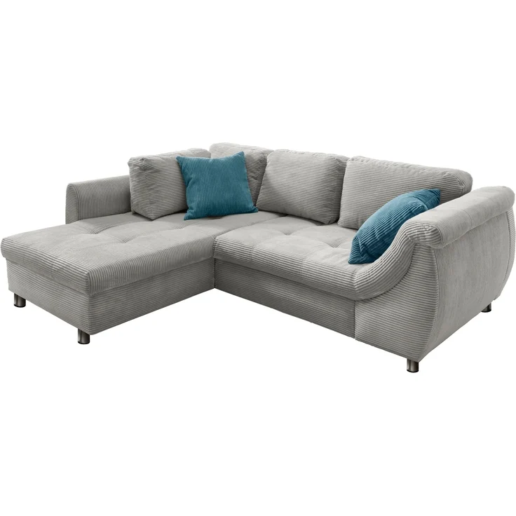 Polsterecke >Allin< in silber / petrol, Cord - 250x66x190cm (BxHxT) – Bild 4