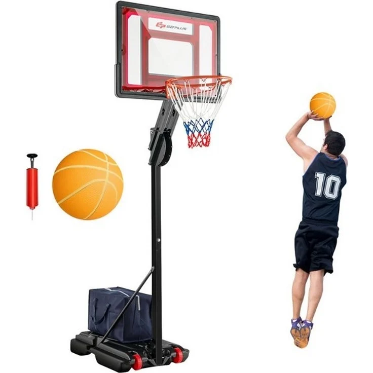 COSTWAY Basketballständer Basketballkorb, 228-265cm höhenverstellbar, Rädern – Bild 4