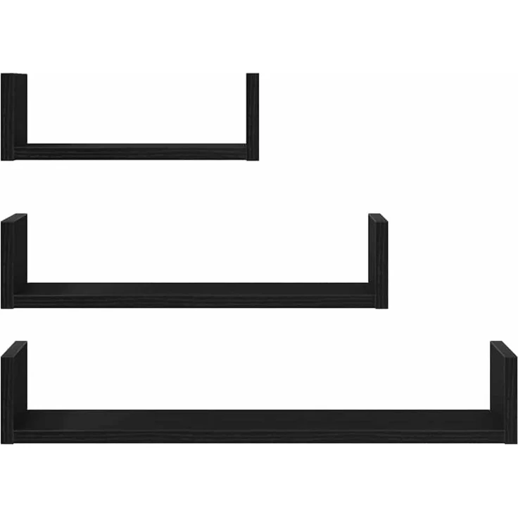 vidaXL Wandregale 3 Stk. Schwarz Eichen-Optik Holzwerkstoff 862405 – Bild 5