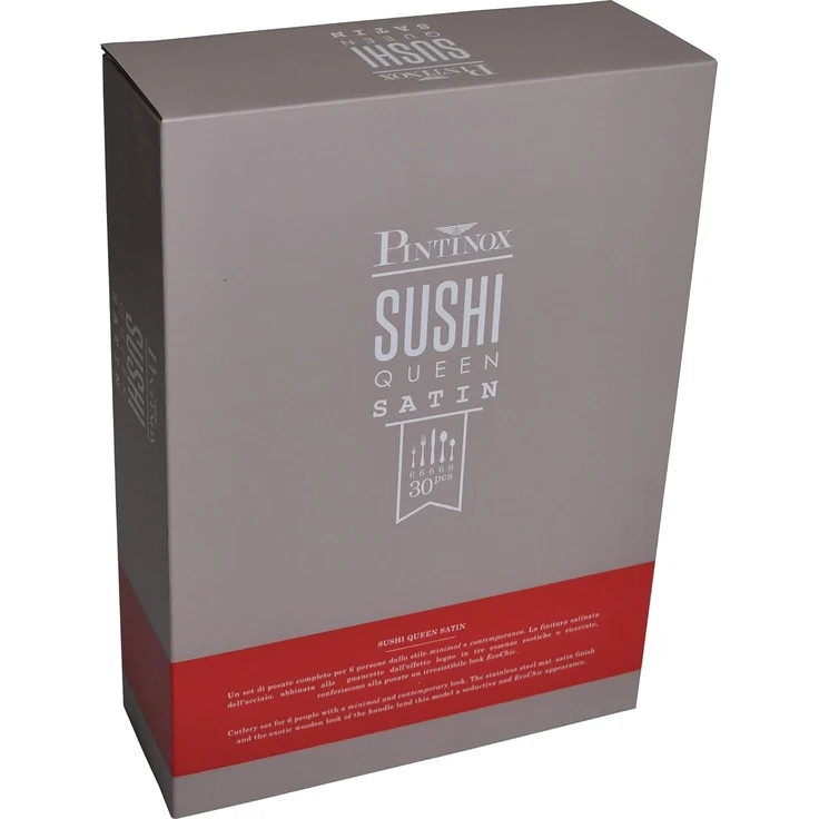PINTINOX Besteck-Set Sushi (30-tlg), 6 Personen, Edelstahl 18/0, Kunststoff, Satiniert mit Kunststoffgriff in Holz-Optik – Bild 6