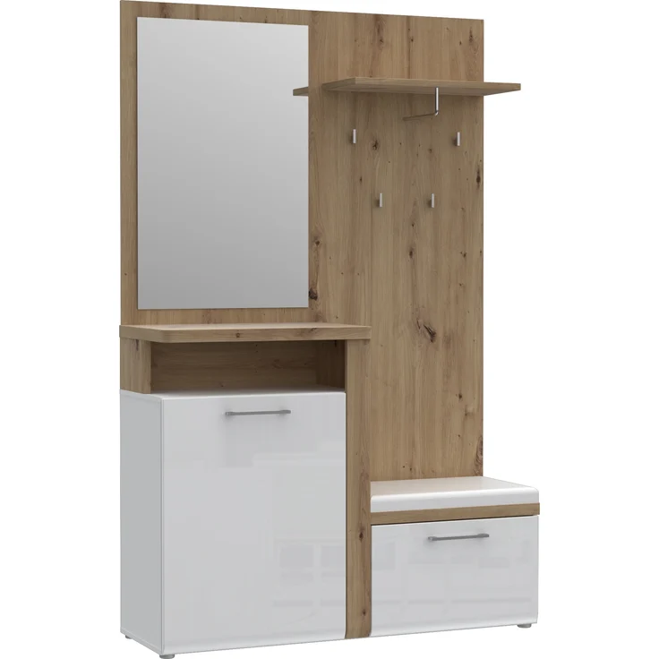 FORTE Tuluza Kleiderpaneel, Holzwerkstoff, Weiß/Braun, 128,8 x 201 x 43,4 cm – Bild 3