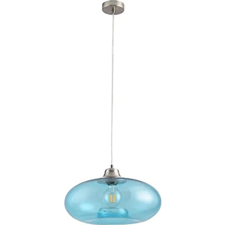 Pendelleuchte LA BURBUJA 20501 Ø40CM – Elegantes Glasblau für Ihr Zuhause, 1-flammig, E27, Mattes Nickel – Bild 4