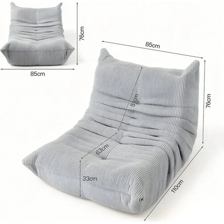 oyajia Sitzsack Relaxsessel Sofa Einzelsofa mit Hochelastischer Schwamm (mit Rückenlehne Einzelsofa), ohne Montage,Bequem & Modern für Wohnzimmer & Schlafzimmer – Bild 4