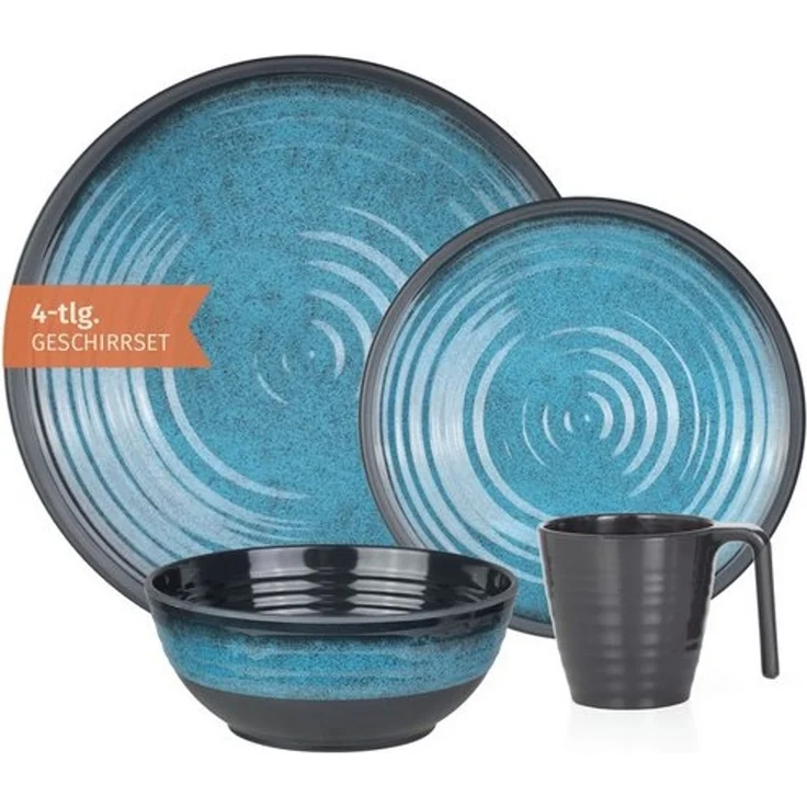 Moritz Geschirr-Set Camping Geschirr Stone Blue 4-teilig – Bild 4