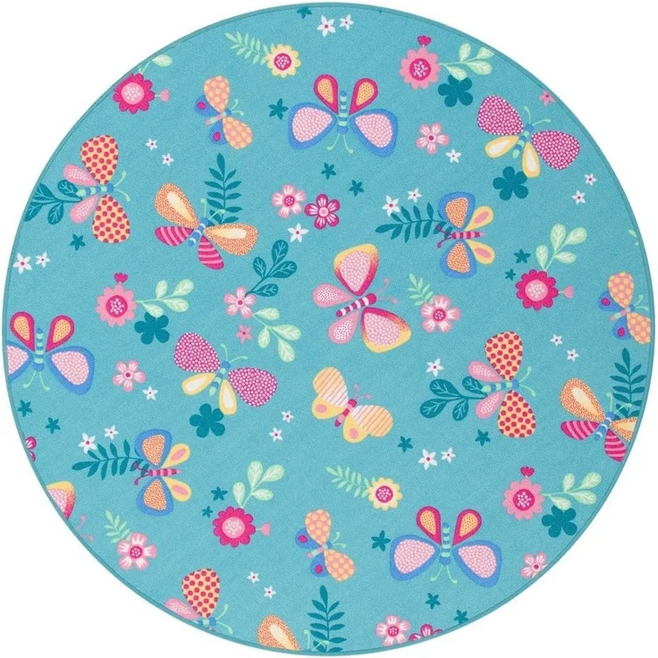 Snapstyle Kinderteppich Kinder Spiel Teppich Schmetterling Rund, Rund, Höhe: 4 mm – Bild 5