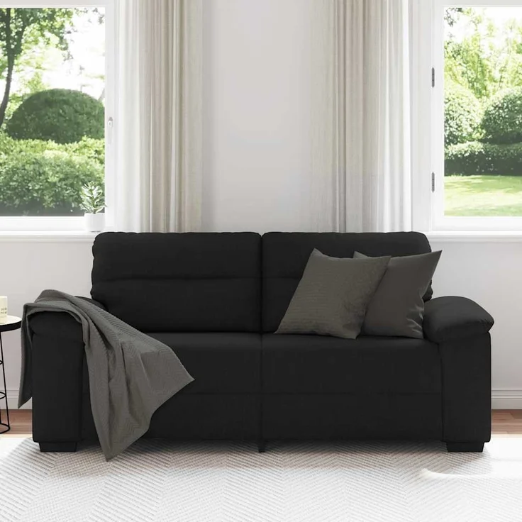 vidaXL 2-Sitzer-Sofa Schwarz 180x81x84 cm Stoff 4105309 – Bild 2