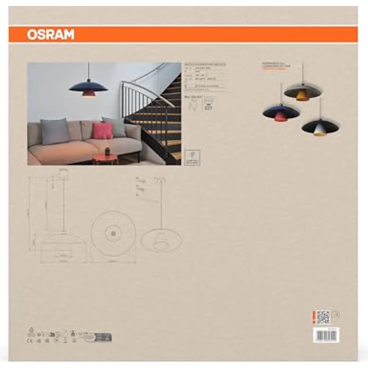 OSRAM Decor Flying Mushroom, Hängelampe aus Stahl mit E27-Fassung, blau/pink – Bild 4