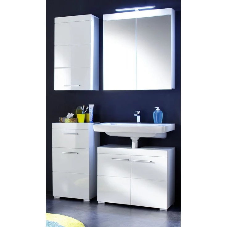 Badmöbel Hängeschrank Adamo Hochglanz weiß 37 x 77 cm – Bild 4
