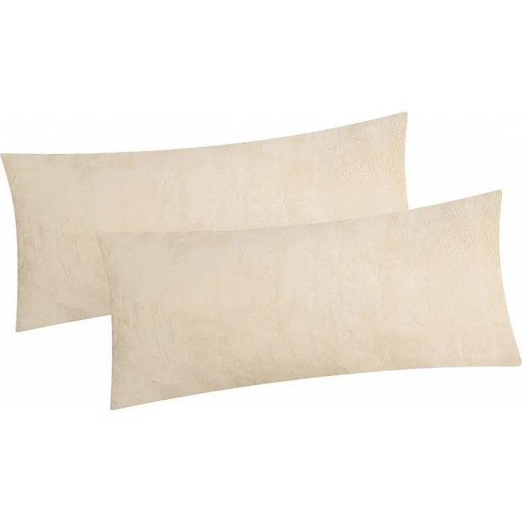 Heubergshop Kissenbezug, (2 Stück), 2er Set Fleece 40x80cm Winter - Ecru - flauschig weich Kissenhülle
