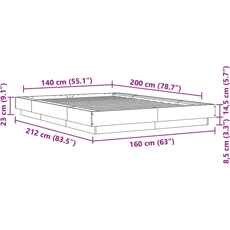 vidaXL Bettgestell Weiß 140x200 cm Holzwerkstoff 3281189 – Bild 10
