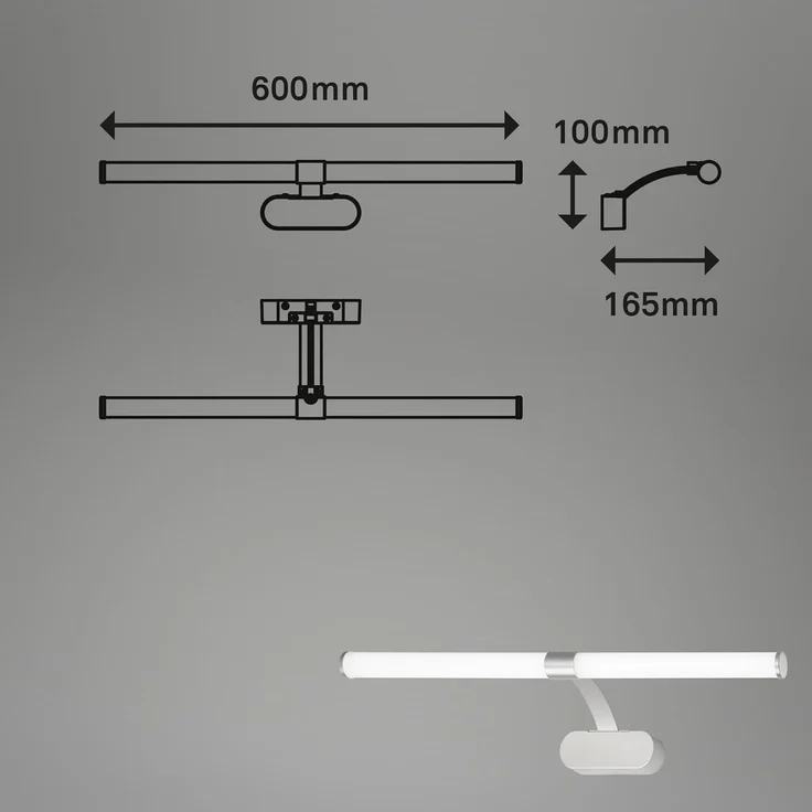 Briloner Leuchten Wandleuchte 2131014, LED fest integriert, 2700K - Extra-Warmweiß, Spiegelleuchte, neutralweiß, 4000K, IP44, chrom, 40 cm – Bild 7