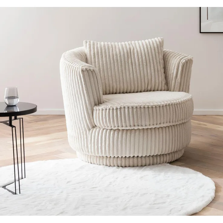 Sessel drehbar Comfy wollweiß Cord 95 cm