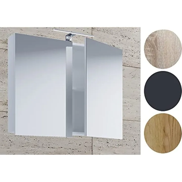 VCB1 Badschrank 60cm Wandschrank Bad Möbel Hängeschrank Spiegel weiß Möbel