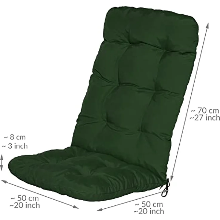 Beautissu Hochlehnerauflage 6er Set Hochlehner Auflagen Flair HL, 120 x 50 x 8 cm, Dunkelgrün, Sitzpolster Set für Gartenstühle Outdoor – Stuhlkissen für Hochlehner – Bild 4